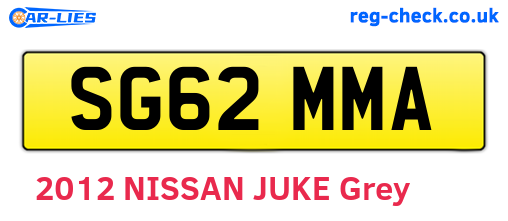 SG62MMA are the vehicle registration plates.