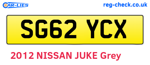 SG62YCX are the vehicle registration plates.