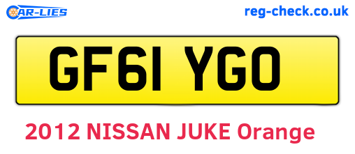 GF61YGO are the vehicle registration plates.