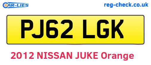 PJ62LGK are the vehicle registration plates.