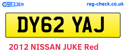 DY62YAJ are the vehicle registration plates.