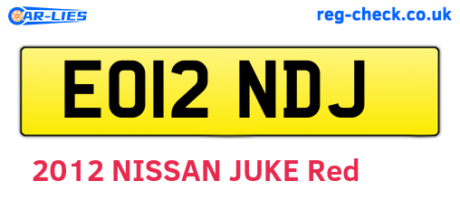 EO12NDJ are the vehicle registration plates.