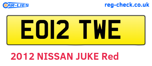 EO12TWE are the vehicle registration plates.