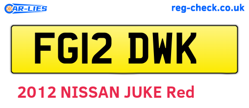 FG12DWK are the vehicle registration plates.