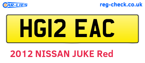 HG12EAC are the vehicle registration plates.