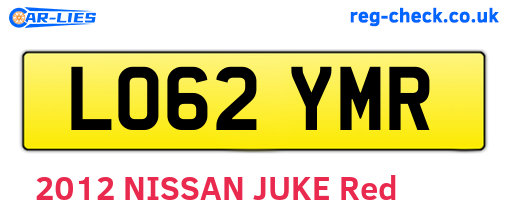 LO62YMR are the vehicle registration plates.