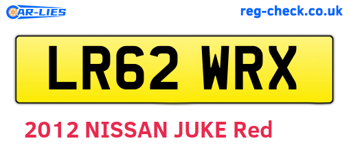 LR62WRX are the vehicle registration plates.