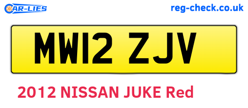 MW12ZJV are the vehicle registration plates.