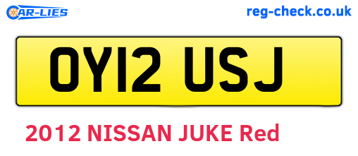 OY12USJ are the vehicle registration plates.