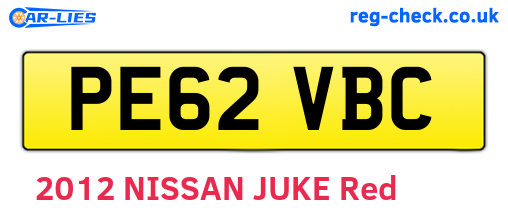 PE62VBC are the vehicle registration plates.