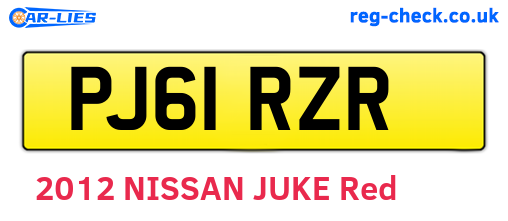 PJ61RZR are the vehicle registration plates.