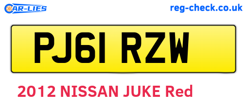 PJ61RZW are the vehicle registration plates.