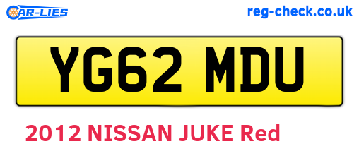 YG62MDU are the vehicle registration plates.