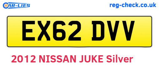 EX62DVV are the vehicle registration plates.