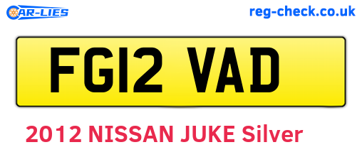 FG12VAD are the vehicle registration plates.
