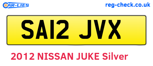 SA12JVX are the vehicle registration plates.