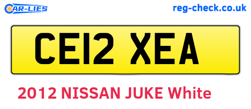 CE12XEA are the vehicle registration plates.