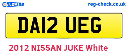 DA12UEG are the vehicle registration plates.