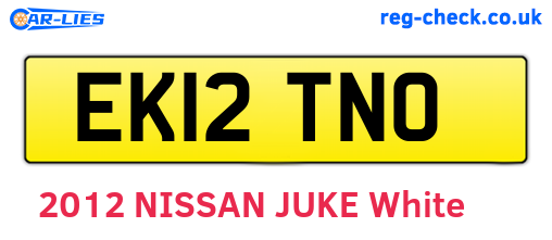 EK12TNO are the vehicle registration plates.