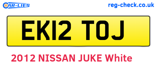 EK12TOJ are the vehicle registration plates.