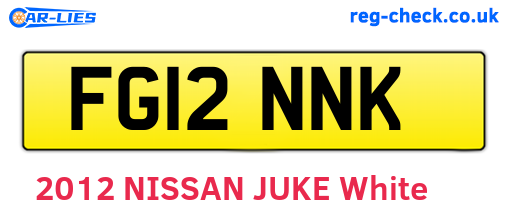 FG12NNK are the vehicle registration plates.