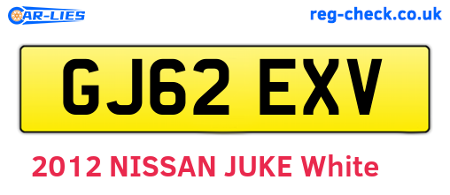 GJ62EXV are the vehicle registration plates.