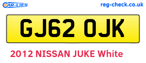 GJ62OJK are the vehicle registration plates.