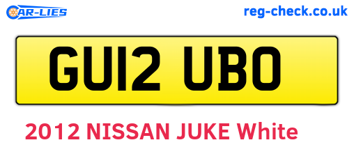 GU12UBO are the vehicle registration plates.