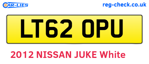LT62OPU are the vehicle registration plates.