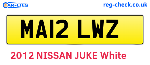 MA12LWZ are the vehicle registration plates.