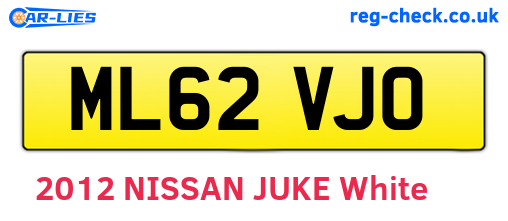 ML62VJO are the vehicle registration plates.