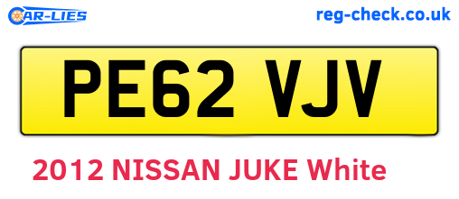 PE62VJV are the vehicle registration plates.