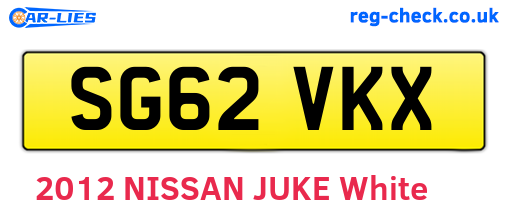 SG62VKX are the vehicle registration plates.