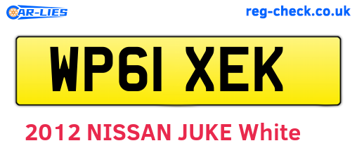 WP61XEK are the vehicle registration plates.