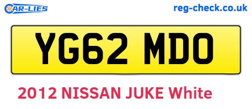 YG62MDO are the vehicle registration plates.