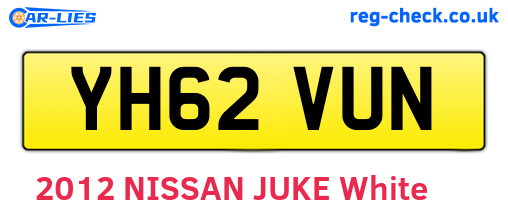 YH62VUN are the vehicle registration plates.
