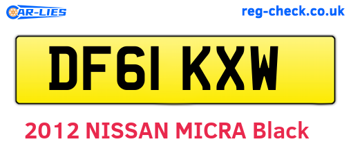 DF61KXW are the vehicle registration plates.