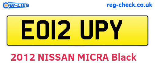EO12UPY are the vehicle registration plates.