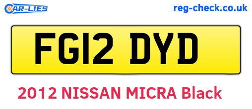 FG12DYD are the vehicle registration plates.