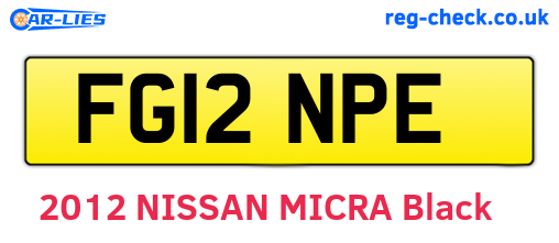 FG12NPE are the vehicle registration plates.