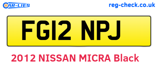FG12NPJ are the vehicle registration plates.