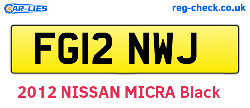 FG12NWJ are the vehicle registration plates.