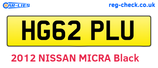 HG62PLU are the vehicle registration plates.