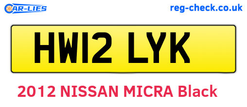 HW12LYK are the vehicle registration plates.