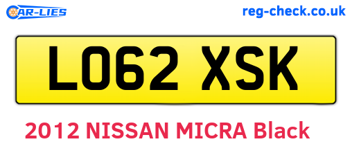 LO62XSK are the vehicle registration plates.
