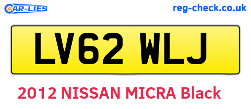 LV62WLJ are the vehicle registration plates.