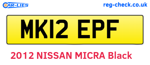 MK12EPF are the vehicle registration plates.