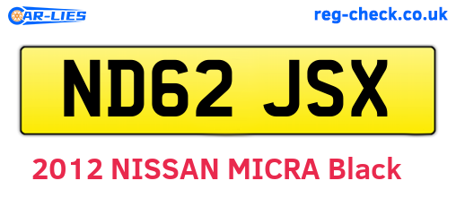 ND62JSX are the vehicle registration plates.