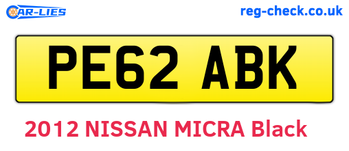 PE62ABK are the vehicle registration plates.