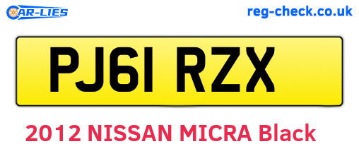 PJ61RZX are the vehicle registration plates.